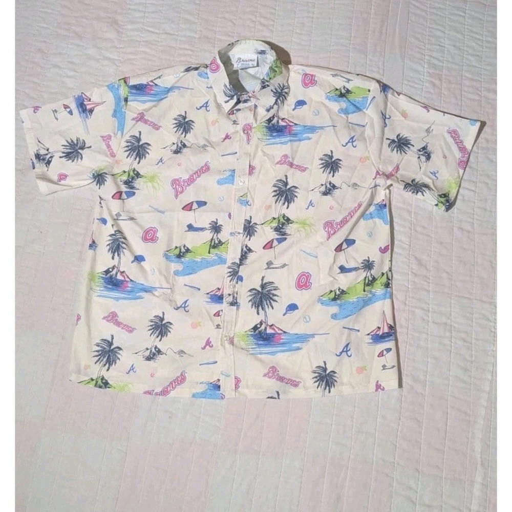 Atlanta We Are Braves Country x Hawaiian Shirt Mens XL Tropical Peaches Beach